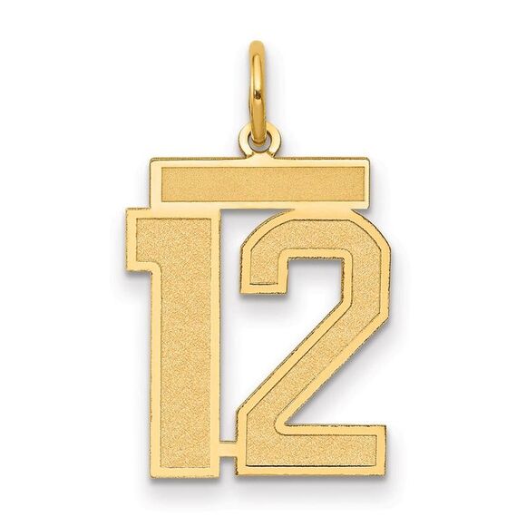 14k Yellow Gold Jersey Collection Medium Number 12 Pendant